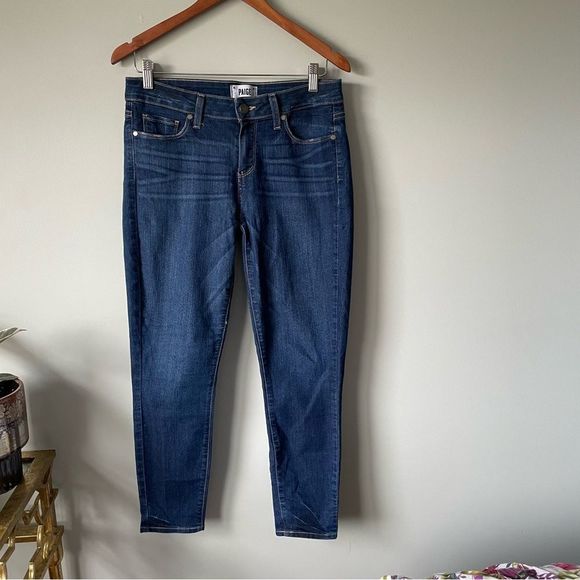 PAIGE Verdugo Crop Dark Wash Skinny Jeans - Picture 1 of 4
